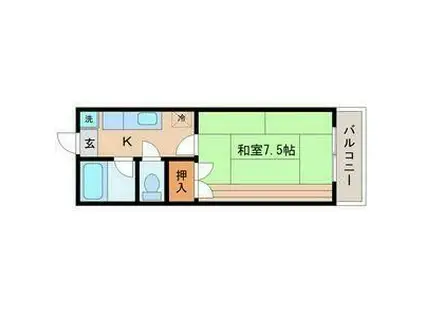 コーポ欅(1K/2階)の間取り写真