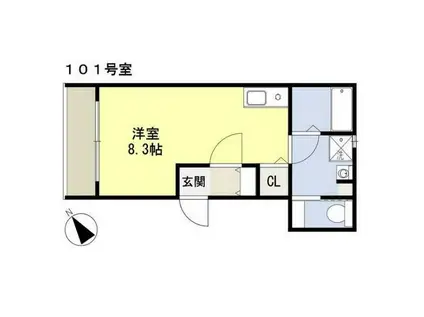 FUKAYAハウス(ワンルーム/1階)の間取り写真