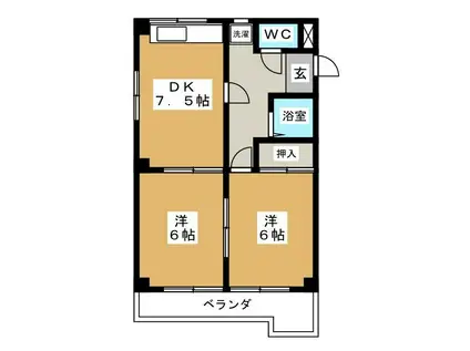 中野アーバンライフ(2DK/1階)の間取り写真