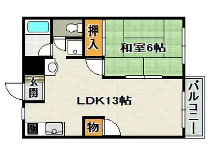 聖成荘(1LDK/2階)の間取り写真