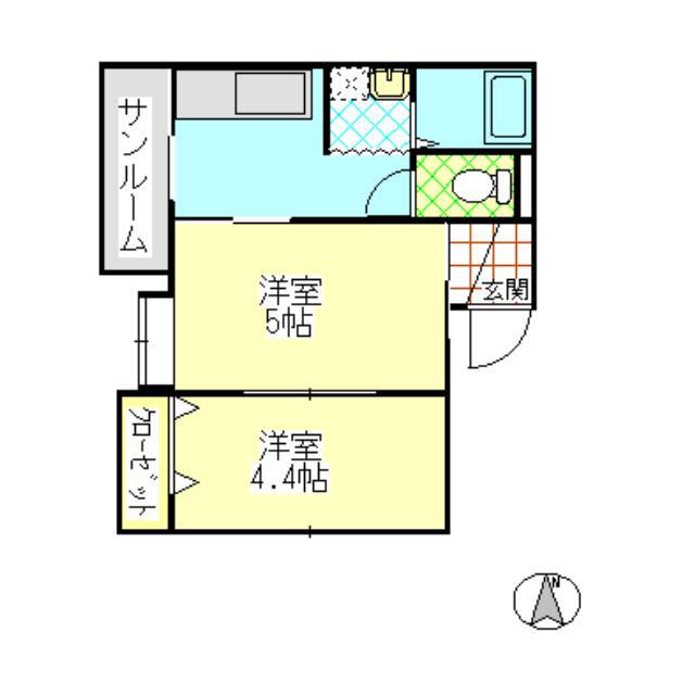 ハイツ花蓮(2K/2階)の間取り写真