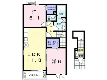 サンモール K(2LDK/2階)の間取り写真