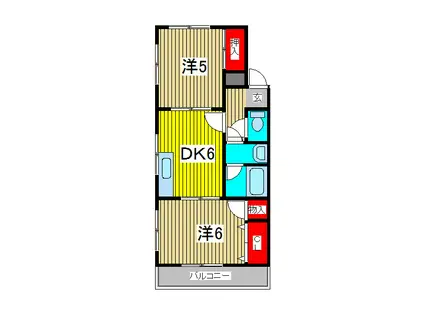 芝銀座ハイツ(2DK/3階)の間取り写真