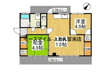 田中アパート(2LDK/2階)の間取り写真