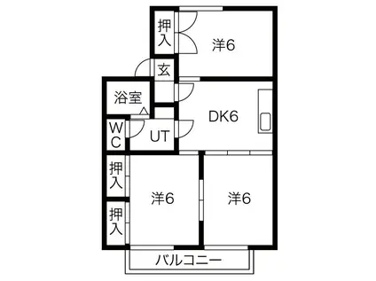 コンフォール石坂A(3DK/2階)の間取り写真