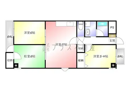 ラ・フォーレ21直方(3LDK/2階)の間取り写真