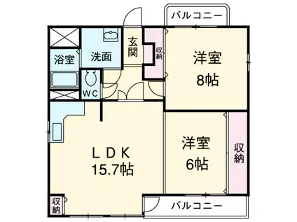 第2清和ビル(2LDK/5階)の間取り写真