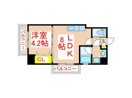 サウス COURT 南林寺(1LDK/4階)の間取り写真