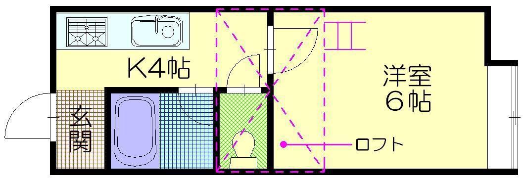リバーフロント川元C(1K/2階)の間取り写真