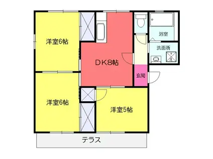 ブルーハイムA(3DK/1階)の間取り写真