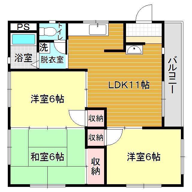 サンビレッジ川中(3LDK/2階)の間取り写真