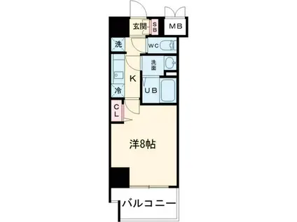 プレサンス神戸セレスティア(1K/2階)の間取り写真