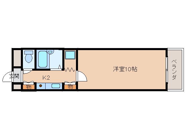 グランシャリオ生駒(1K/3階)の間取り写真