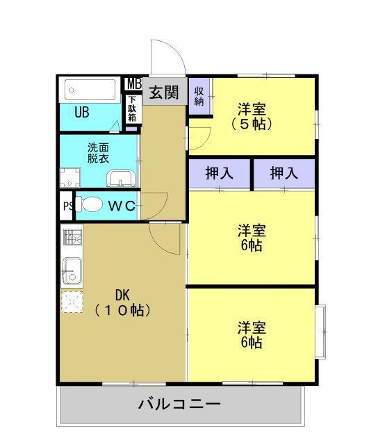 ツインポート(3LDK/3階)の間取り写真