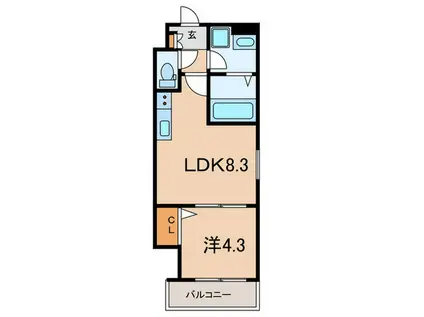 フォレ南武庫之荘ウエスト(1LDK/3階)の間取り写真