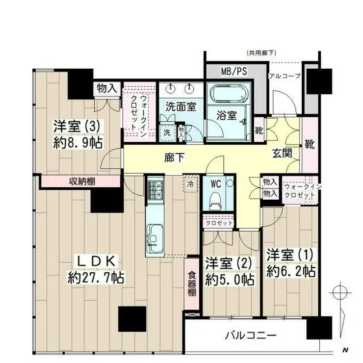 クレッセント川崎タワー 36階階 間取り