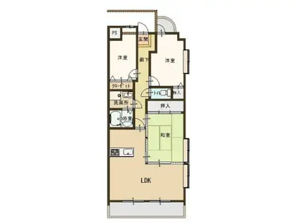 プラザハイツ二ツ屋 D棟(3LDK/2階)の間取り写真