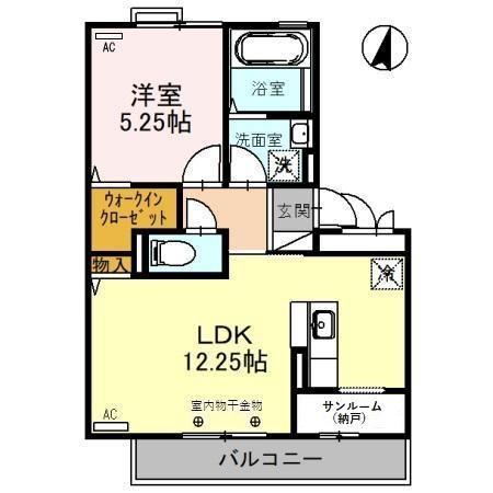 ユニ ステイ壱番館B棟(1LDK/3階)の間取り写真