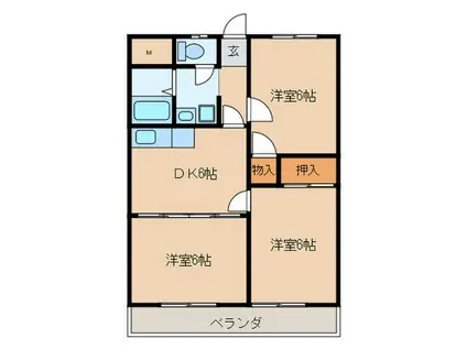 コーポ三和(3DK/2階)の間取り写真