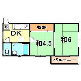 福家マンション(2DK/4階)の間取り写真