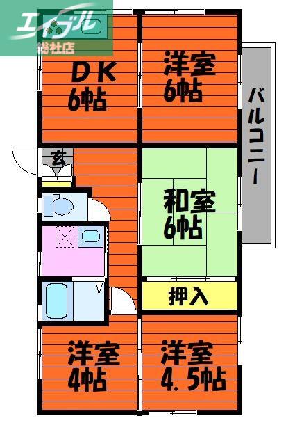 コーポみやび(3SDK/1階)の間取り写真