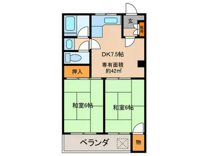 第1明石ハイツ(2DK/2階)の間取り写真