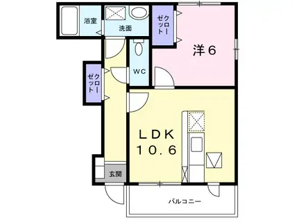 サンブレス(1LDK/1階)の間取り写真