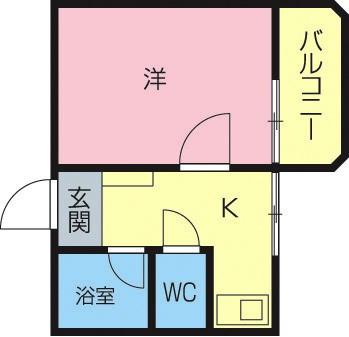 コスモカーザ(1K/2階)の間取り写真