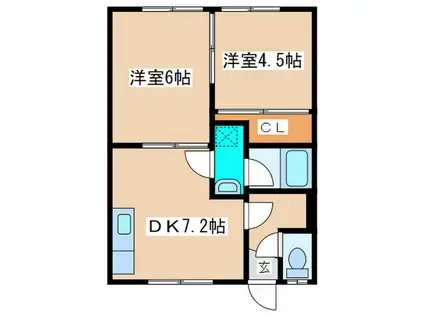 コーポラス森(2DK/1階)の間取り写真