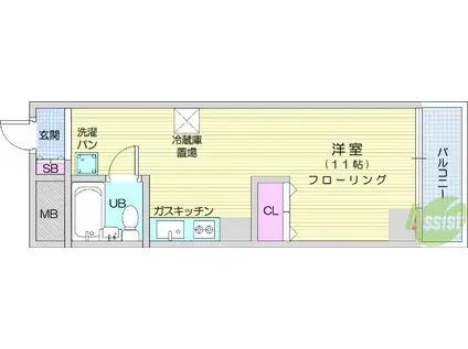 錦町チサンマンション(ワンルーム/3階)の間取り写真