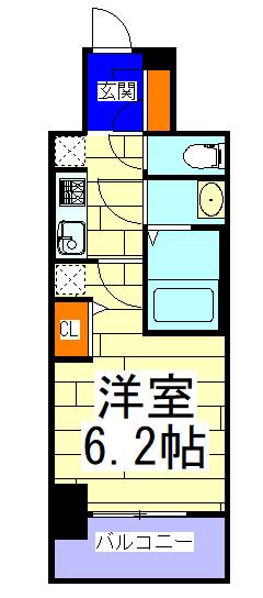 エステムコートディアシティウエスト(1K/4階)の間取り写真
