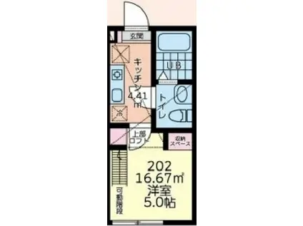 センティエロ(1K/2階)の間取り写真