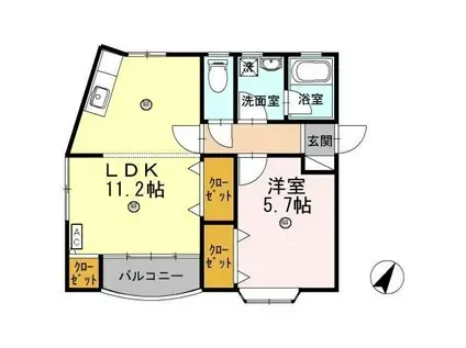 ツインハウス木村 B棟(1LDK/1階)の間取り写真