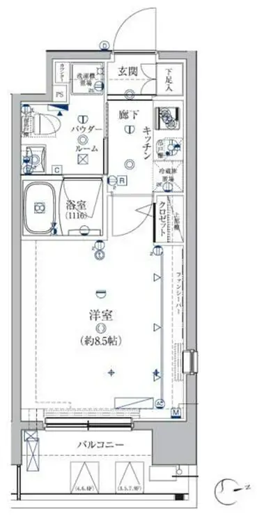 クレイシア芝浦ウォーターフロント 8階階 間取り