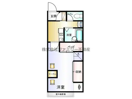 グラスヒル平潟C(1K/2階)の間取り写真