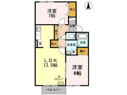 清賜知三号館(2LDK/1階)の間取り写真