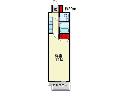 アヴィニール竪町(1K/7階)の間取り写真