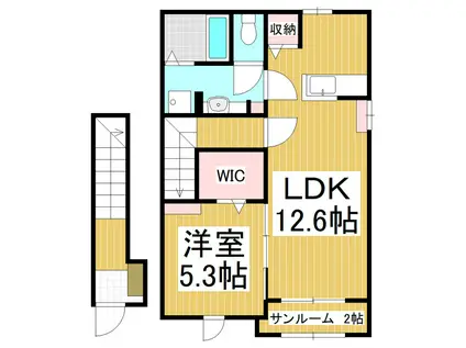 マ・メゾンIV(1LDK/2階)の間取り写真