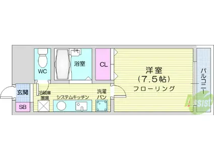 ロイヤルヒルズ文化町(1K/2階)の間取り写真
