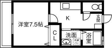 第五カネイ八帖北町アパート B棟(1K/2階)の間取り写真
