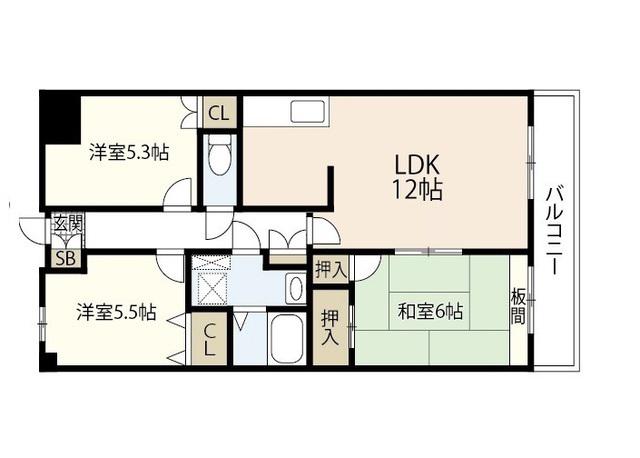 メープルヒル高林(3LDK/3階)の間取り写真
