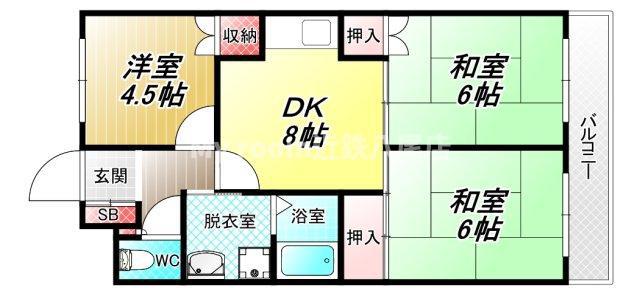 ヴァンベール(3DK/4階)の間取り写真