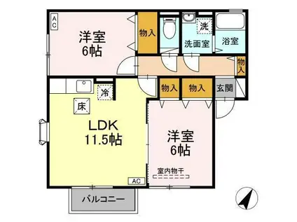 オーチャードテラスC(2LDK/2階)の間取り写真