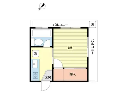 カーサ白賀(1K/3階)の間取り写真