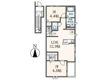 VILLAGE ESTA(2LDK/1階)の間取り写真