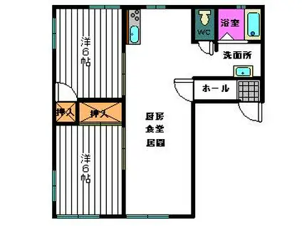 サンラフォーレC(2LDK/1階)の間取り写真