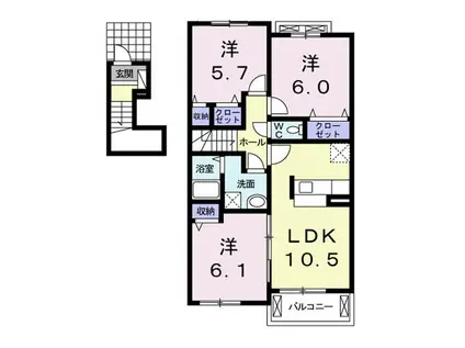 アイランドヒルズつくばII(3LDK/2階)の間取り写真