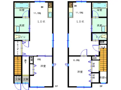 レイドバックハウスII(1LDK/2階)の間取り写真
