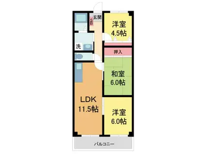 シャトレ鳴尾(3LDK/5階)の間取り写真