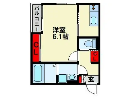 BRAVE BASE八幡南(1K/2階)の間取り写真